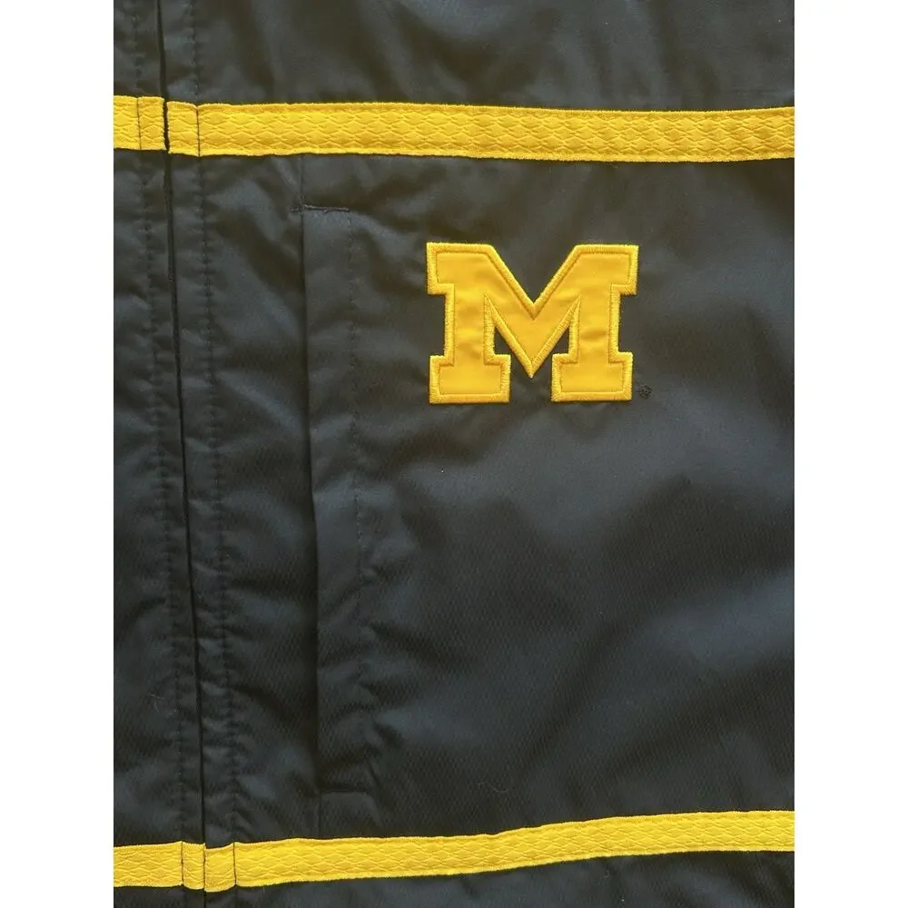Adidas Michigan Wolverines Windbreaker Jacket Men Size Lg Full Zip Blue/Yellow